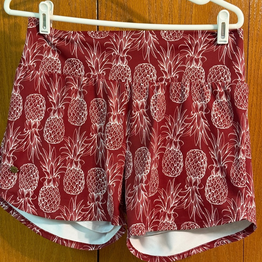 Pineapple Print Athletic Shorts in Red